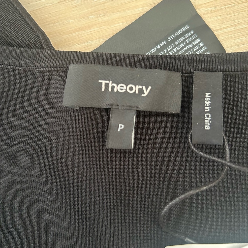 Theory Pointelle Dress in Black Stretch Knit Size P New - Picture 10 of 11